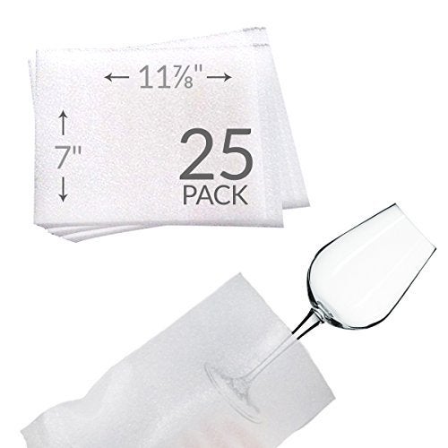 UBOXES 7""x11-7/8"" Foam Pouches for Glasses (25 Pack) Protect Dishes - Image 1